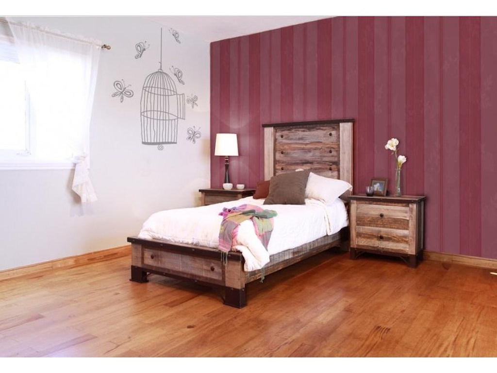 International Furniture Direct 900 AntiqueFull Platform Bed