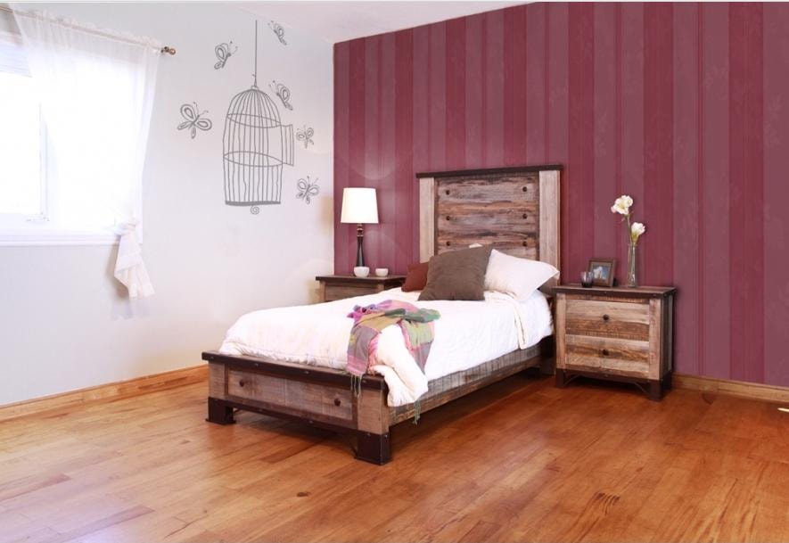 International Furniture Direct 900 AntiqueTwin Platform Bed