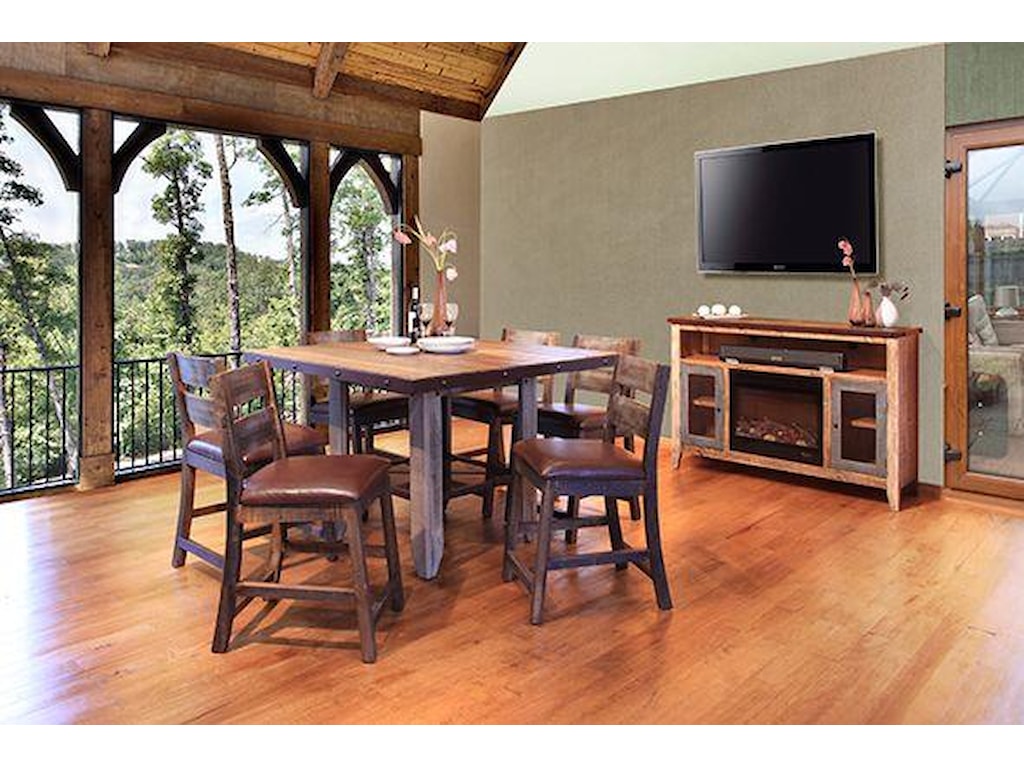 International Furniture Direct 900 Antique Rustic Gathering Table International Furniture Direct 900 Antique Rustic Gathering Table & 4 Counter Chairs - International Furniture Direct 900 Antique Rustic Gathering Table