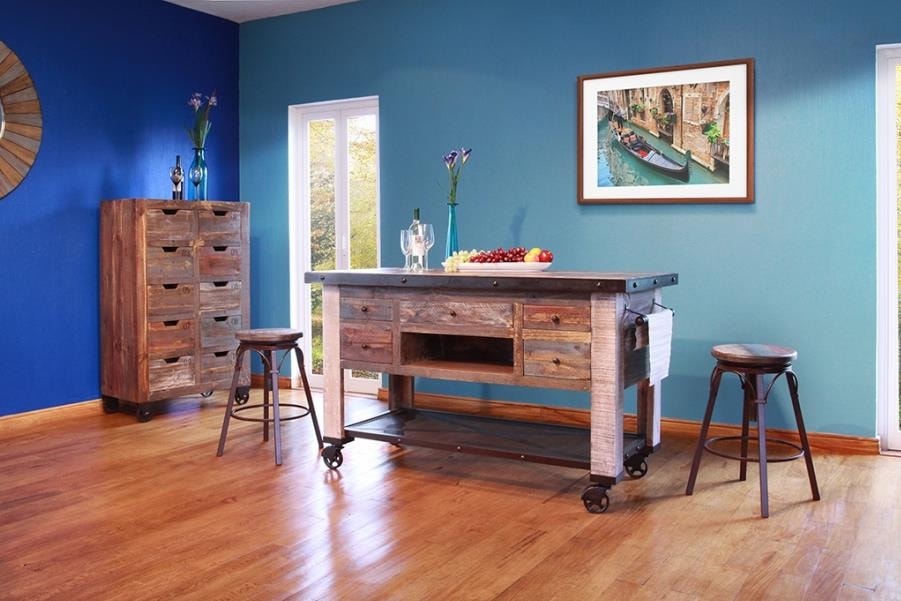 International Furniture Direct 900 Antique5 Drawer Kitchen Island