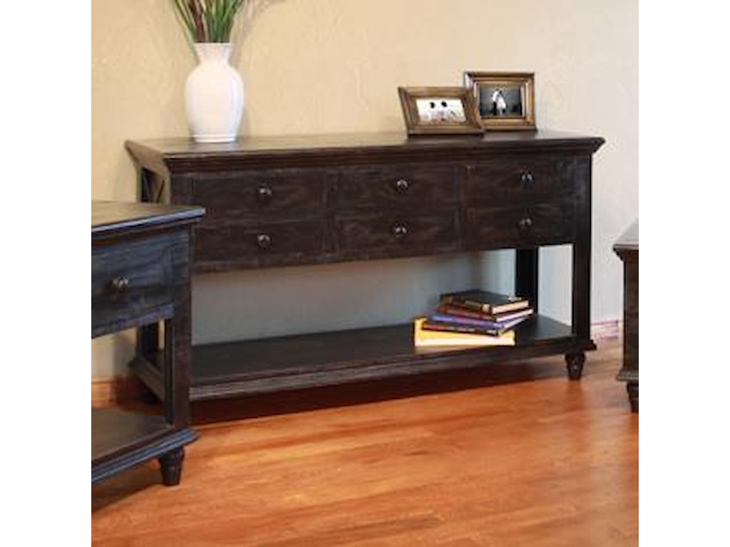 Vintage 6 Drawer Sofa Table With Shelf By International Furniture Direct At Dunk Bright