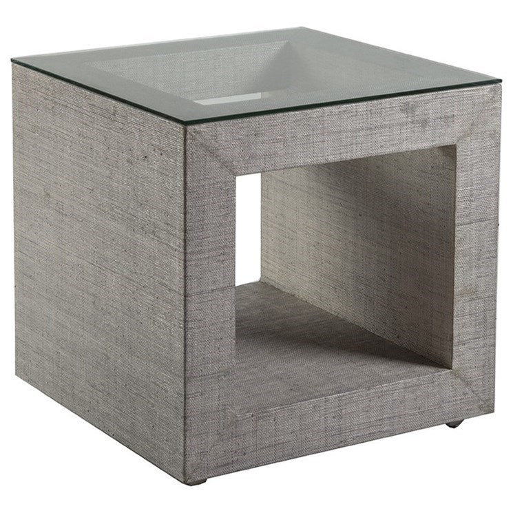 Contemporary Square End Table with Glass Top