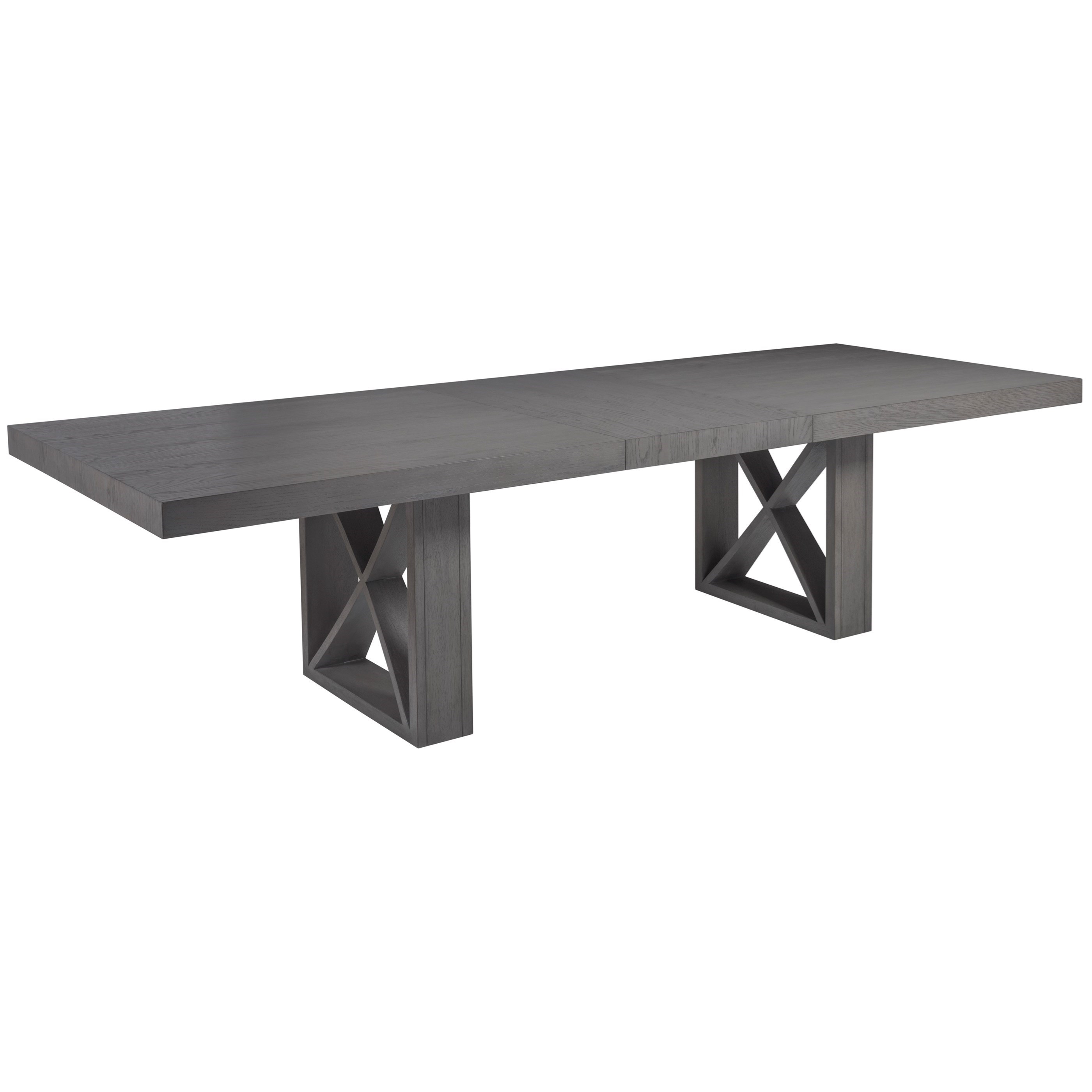 Transitional Rectangular Gray Dining Table with X-Pedestal Bases
