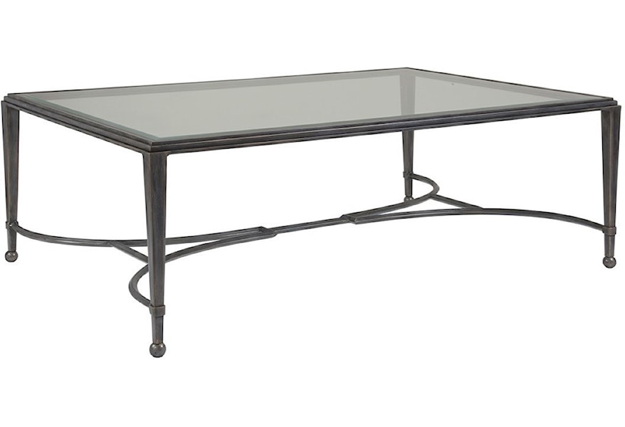Artistica Metal Designs Sangiovese Large Rectangular Cocktail Table With Glass Top Sprintz Furniture Cocktail Coffee Tables