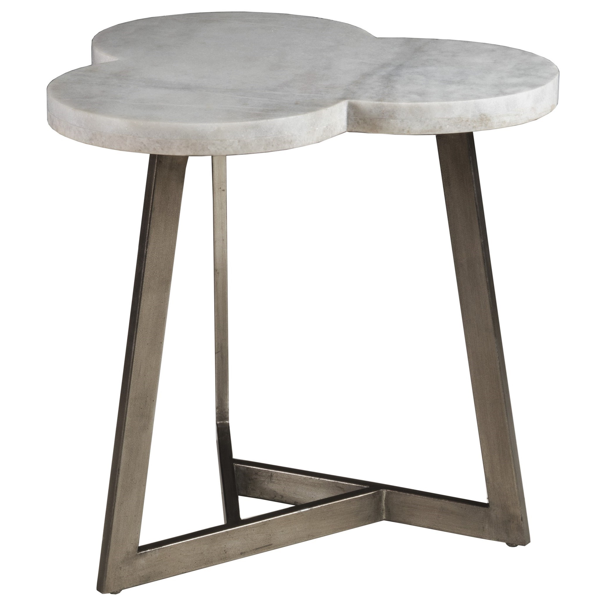 Contemporary Clover End Table with White Marble Top