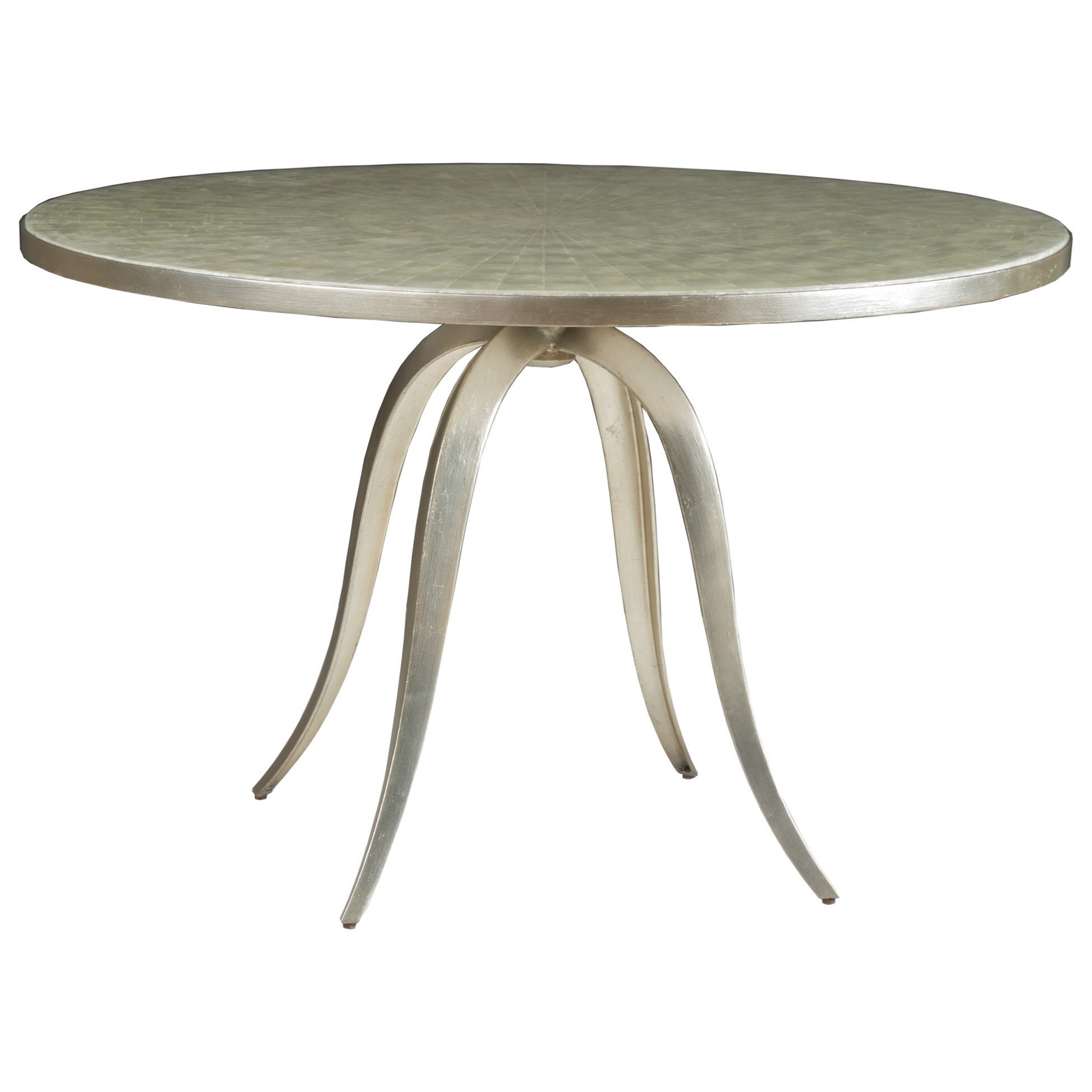 Transitional Round Dining Table with Capiz Shell Top