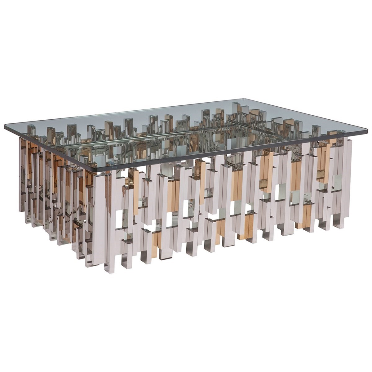 Transitional Rectangular Cocktail Table with Glass Top