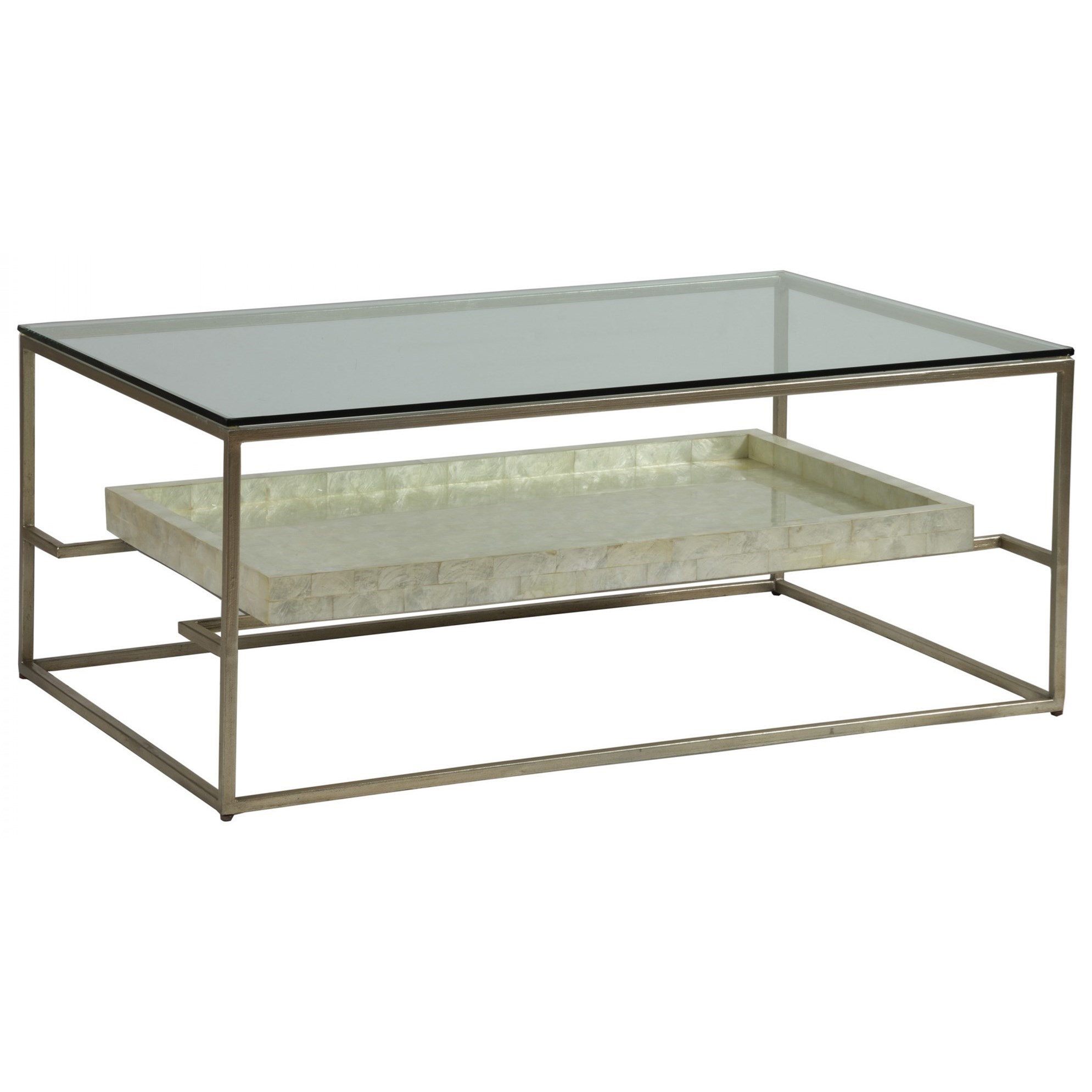 Transitional 45 Inch Rectangular Cocktail Table with Glass Top