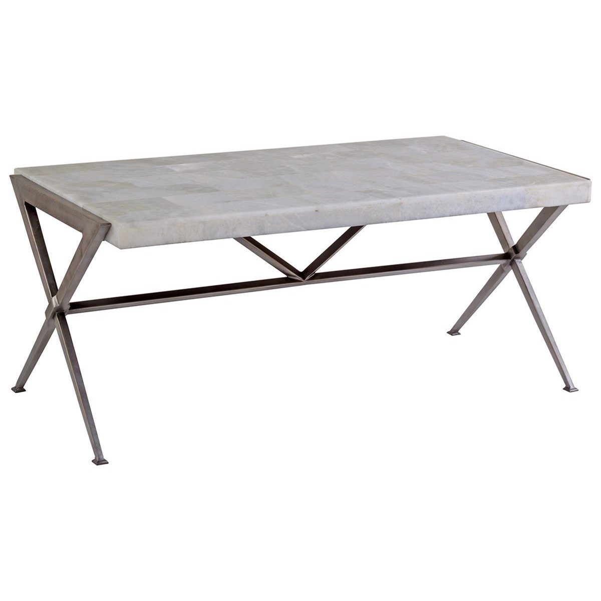 Transitional Rectangular Cocktail Table with White Onyx Top