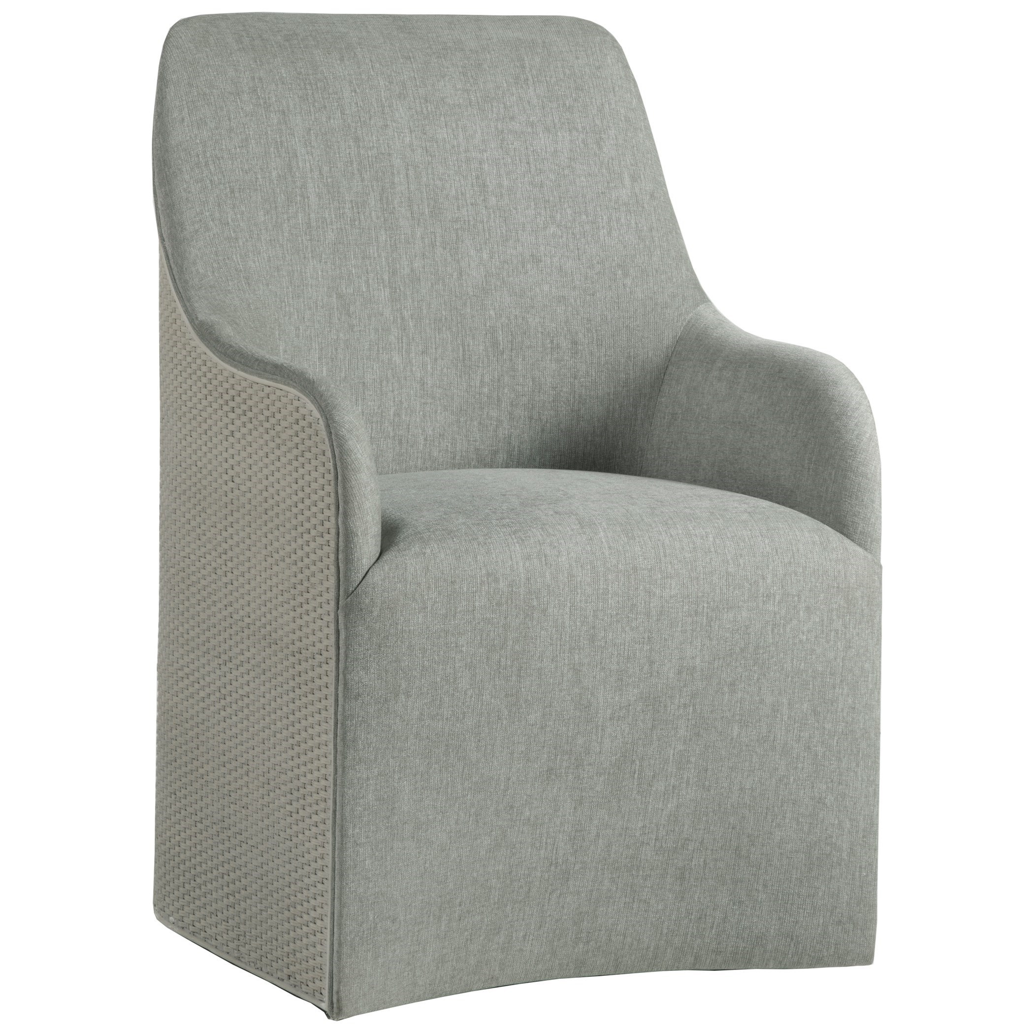 Upholstered Dining Host Chair with Cane Accents and Casters
