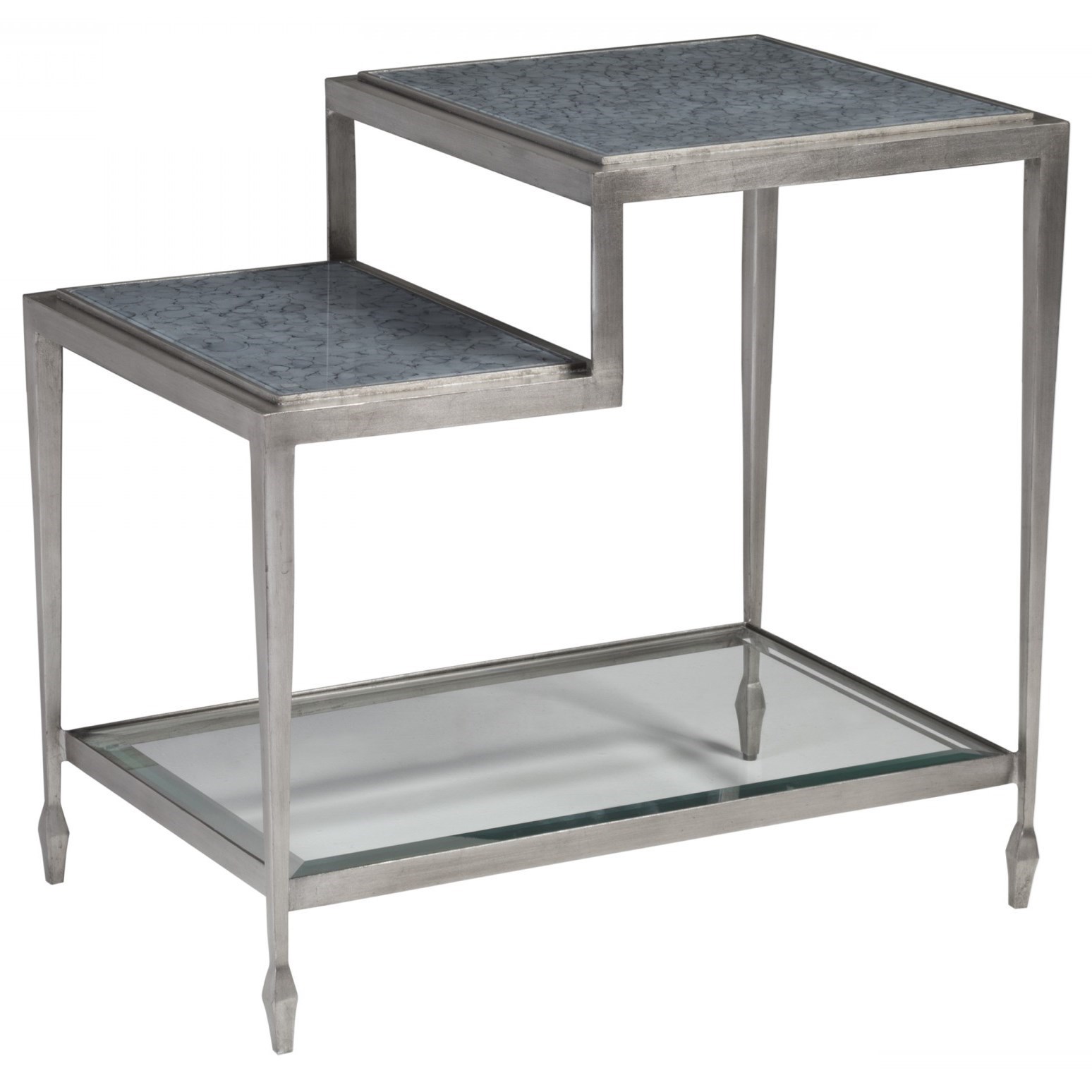 Contemporary End Table with with Eglomise Glass Tops