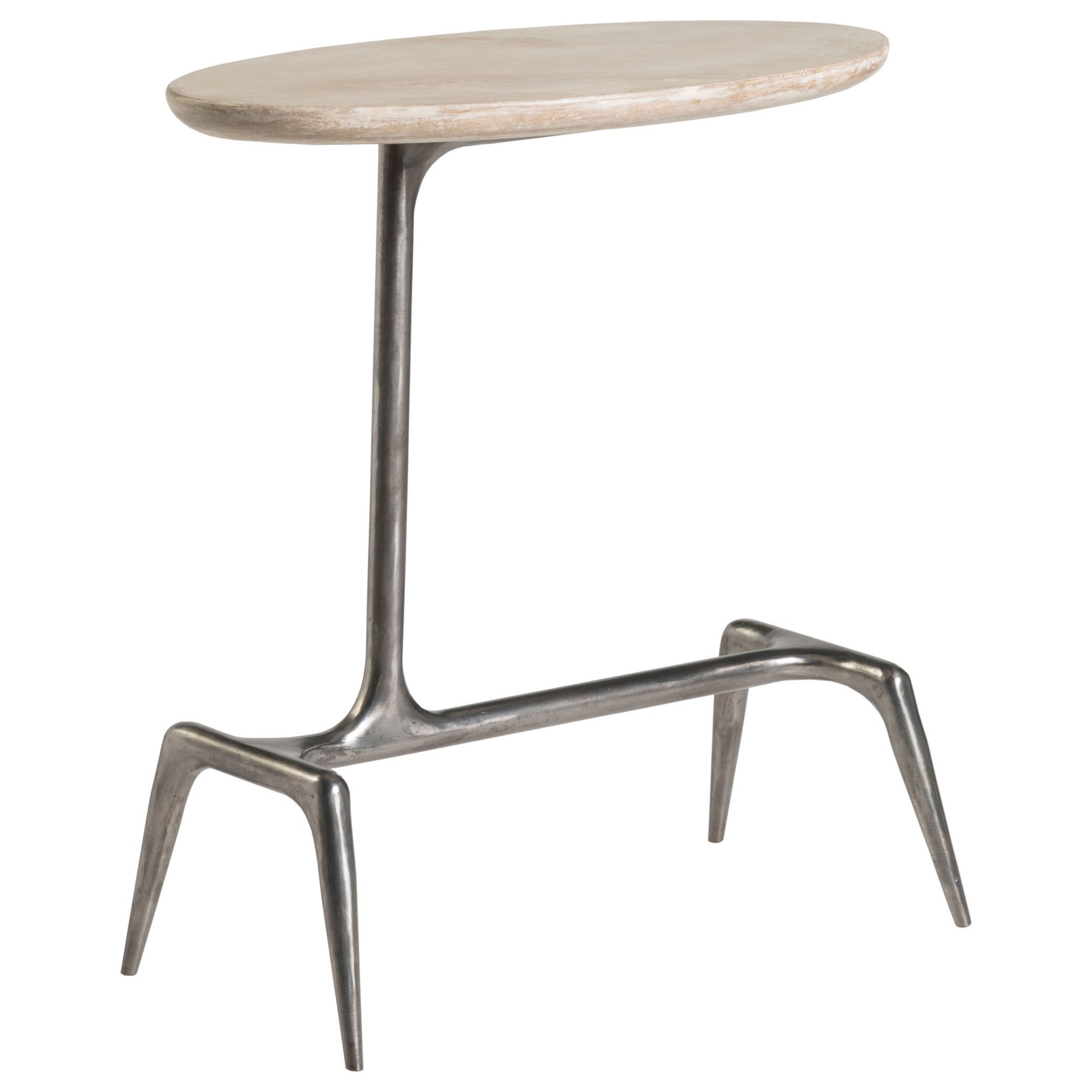 Contemporary Asymmetrical Oval Spot Table with Stone Top