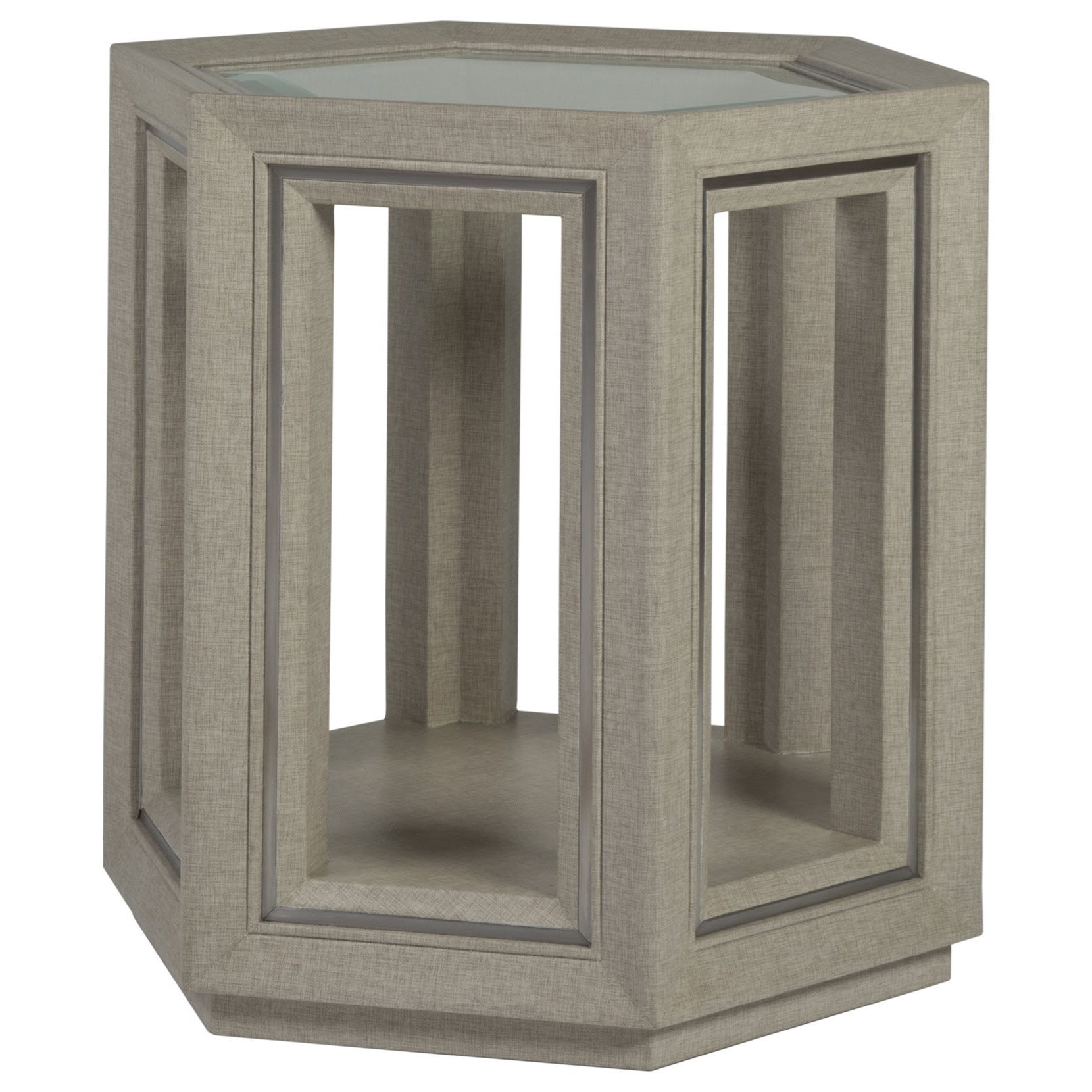 Contemporary Hexagonal End Table with Glass Top