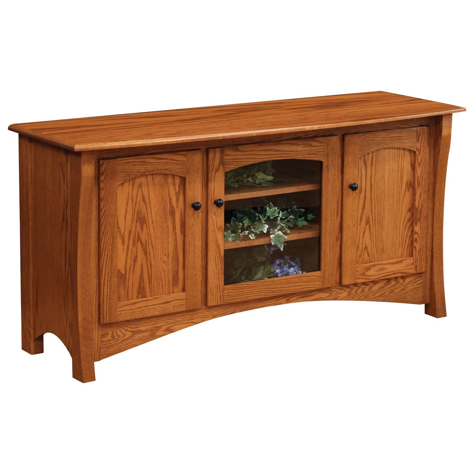 threshold media stand white oak finish