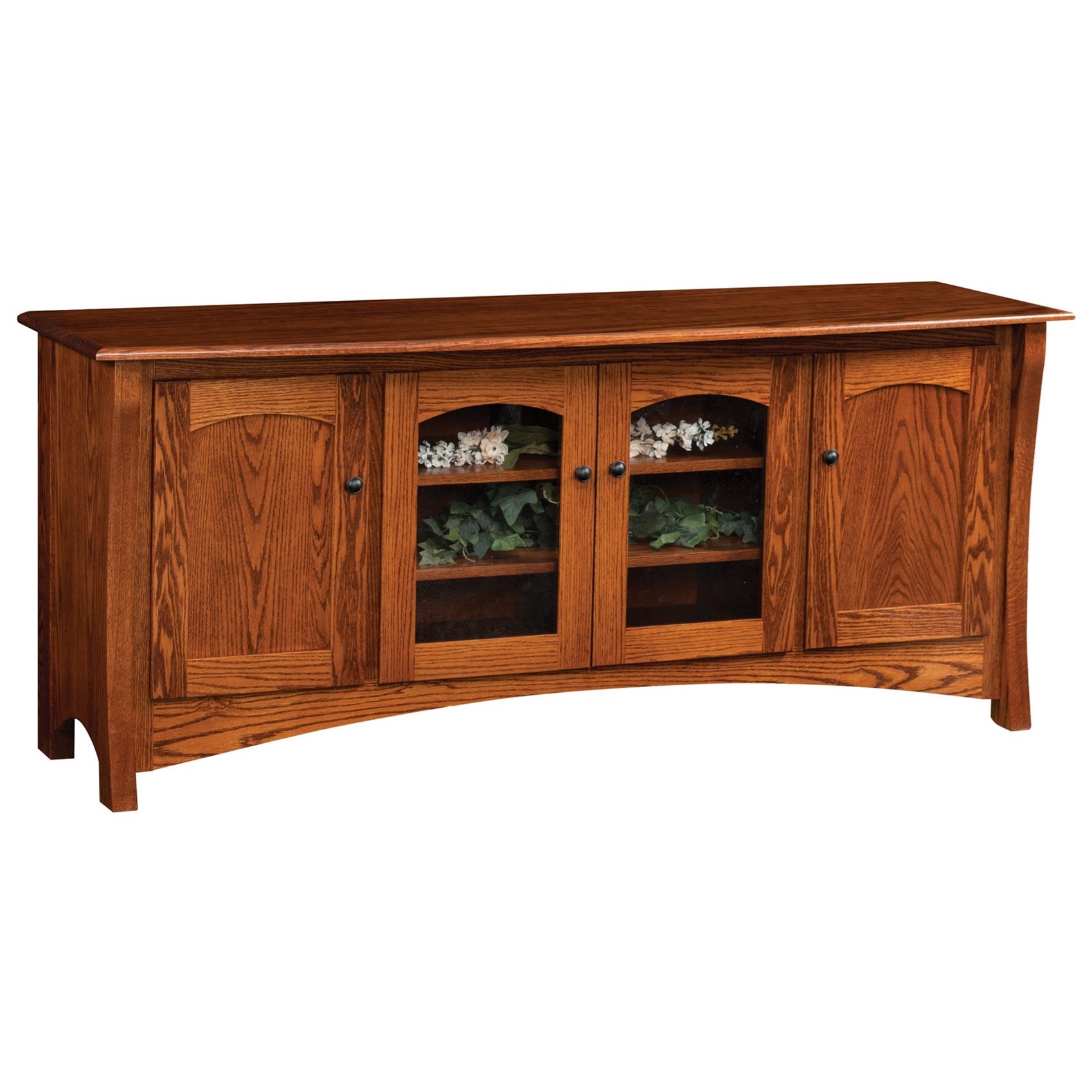 threshold media stand white oak finish