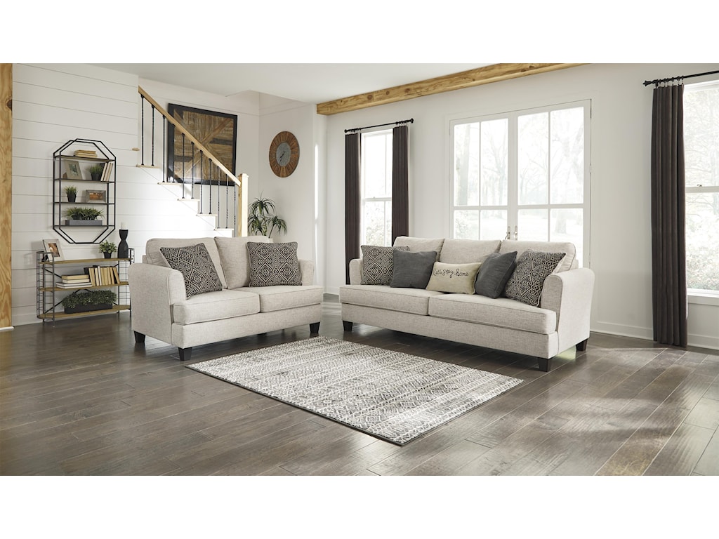 Ashley Furniture Alcona 9831038 35 Beige Sofa And Loveseat Set