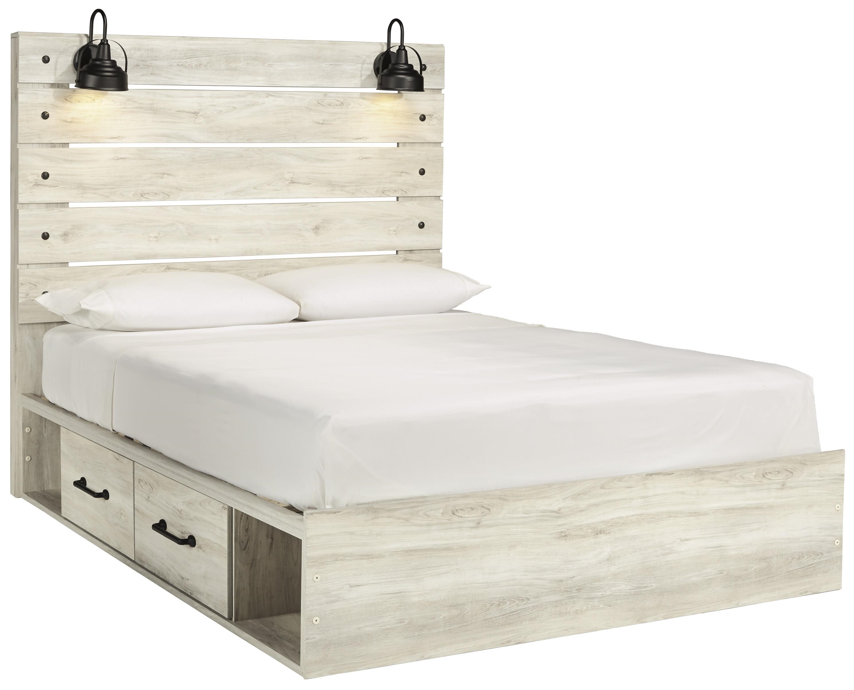 Ashley Furniture Cambeck Queen Storage Bed With Lights Dream Home Interiors Panel Beds