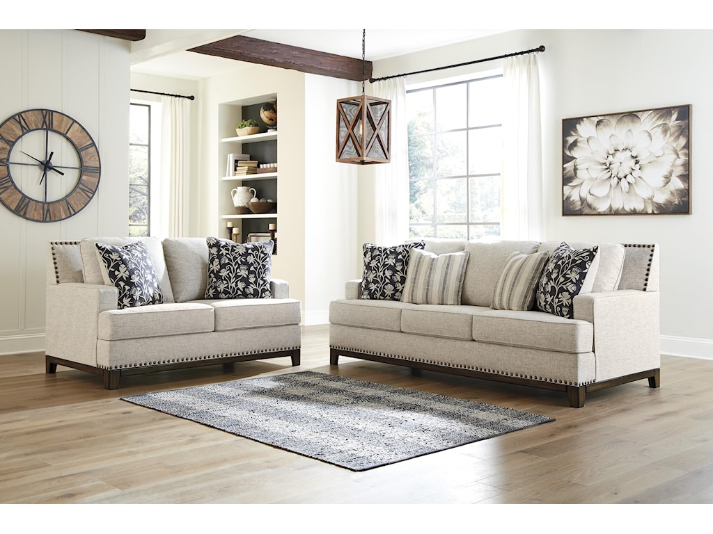 Ashley Furniture Ballina 1470738 35 Linen Sofa And Loveseat Set Sam Levitz Furniture Stationary Living Room Groups