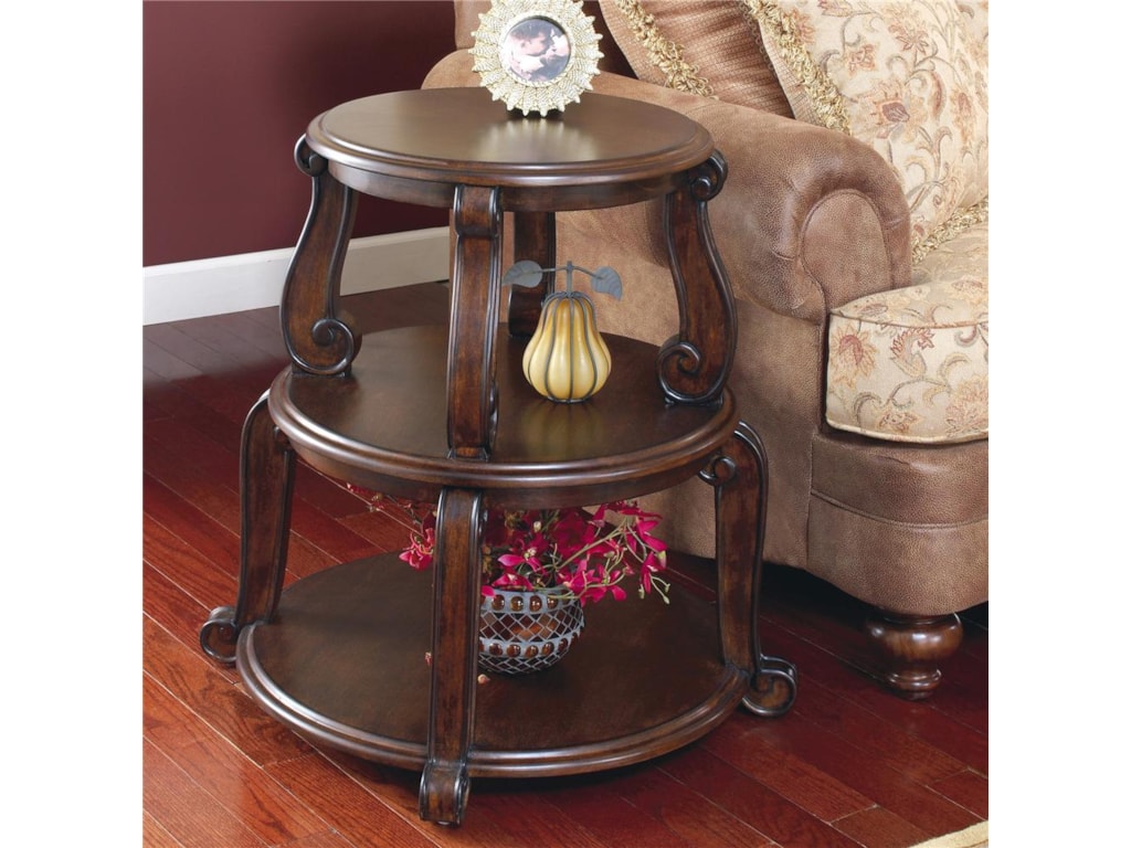 Signature Design By Ashley Brookfield T496 2 Drum Table W Shelves Brookfield Drum Table W 2 Shelves By Signature Design Ashley