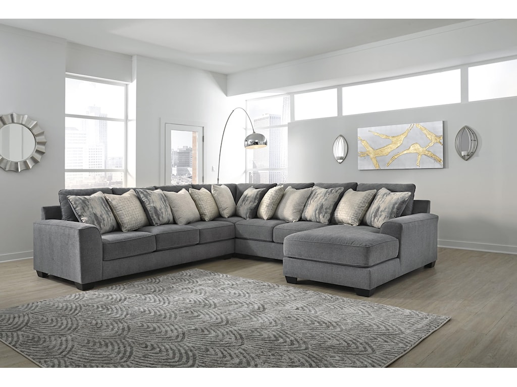 Ashley Furniture Castano 13302 66 77 34 17 4 Piece Grey Sectional Sam Levitz Furniture Sectional Sofas