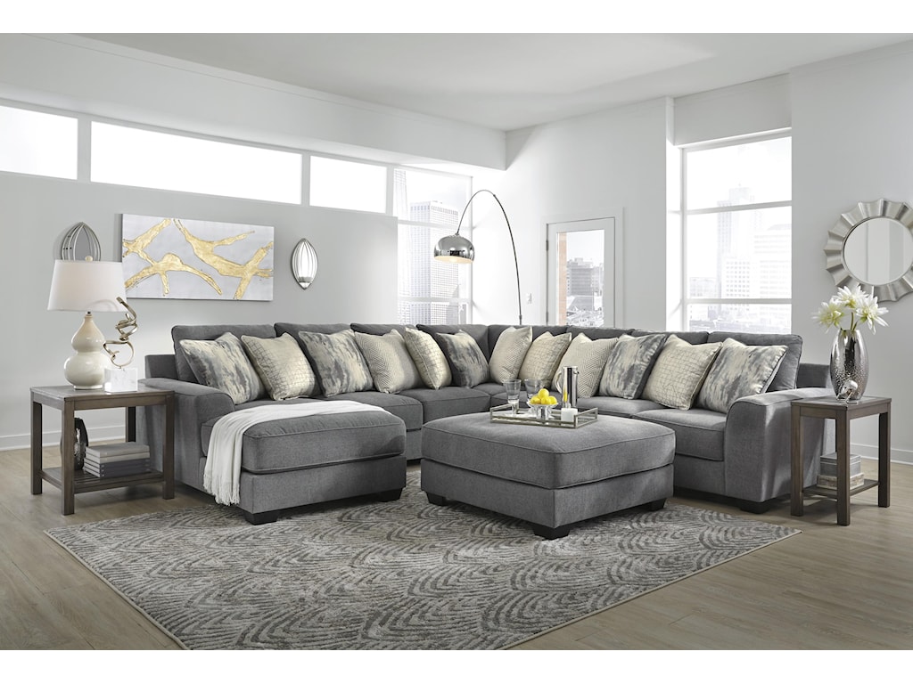 Ashley Furniture Castano 13302 16 34 77 67 08 4 Piece Grey Sectional With Ottoman Sam Levitz Outlet Sectional Sofas