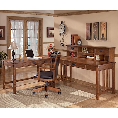 Ashley Furniture Cross Island L-Shape Desk with Low Hutch - Sheely's ...