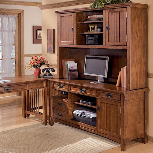 Ashley Furniture Cross Island Office Mission Credenza Desk & 2 Ashley Furniture Cross Island Office Mission Credenza Desk & 2 Door Hutch Set - Ashley Furniture Cross Island Office Mission Credenza Desk & 2