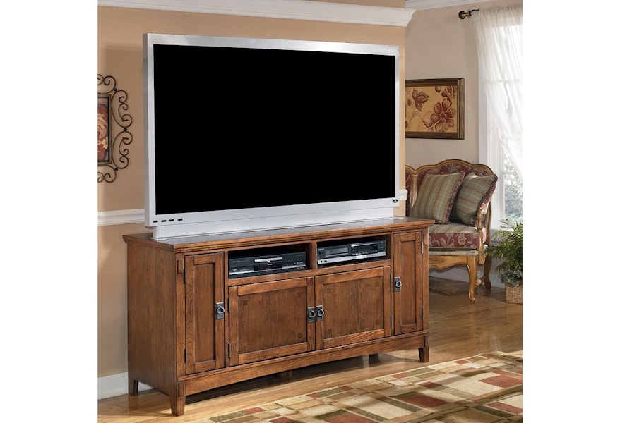 Cross Island 60 Inch Oak Tv Stand With Mission Style Hardware