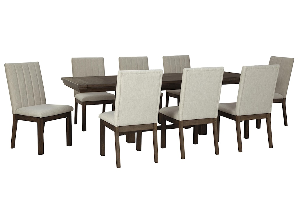 Ashley Furniture Dellbeck D748 45 8x01 9 Pc Table And 8 Uph Side