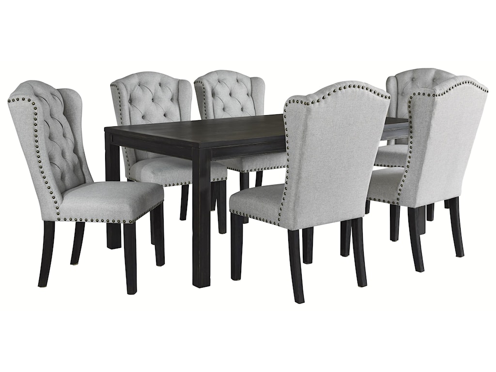 Ashley Furniture Jeanette D702 25 6x01 7 PC RECT Table And 6 UPH Side Chairs Set Sam Levitz Furniture Dining 7 Or More Piece Sets