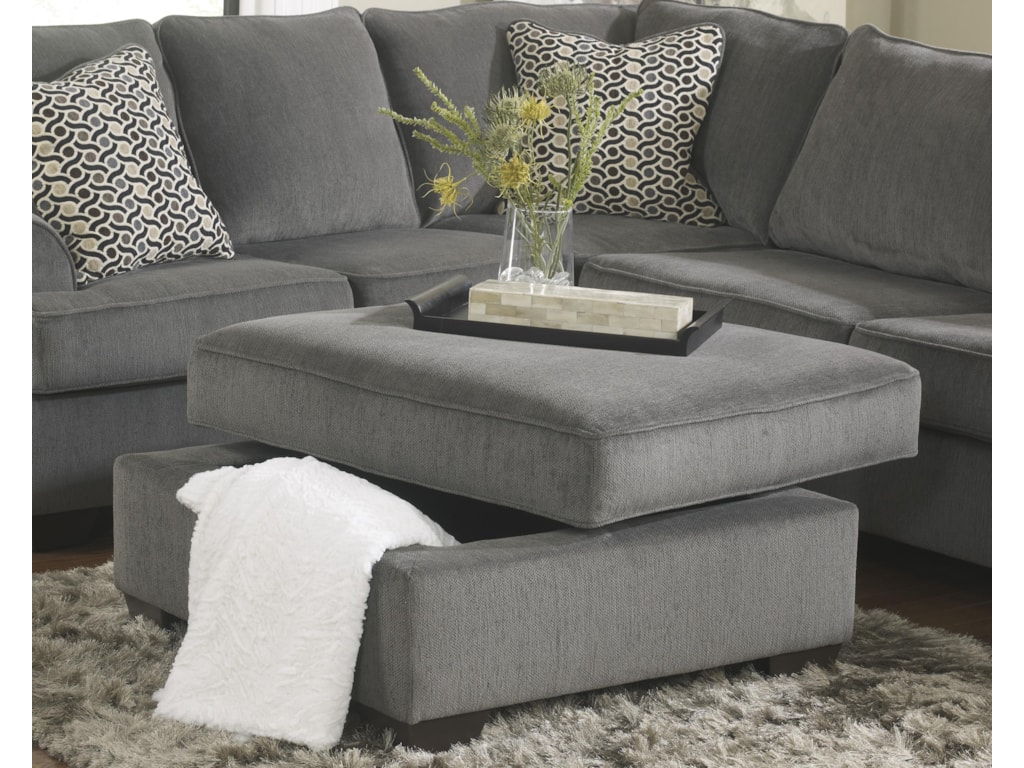 Ashley Furniture Loric Smoke Square Tail Ottoman With Storage Ashley Furniture Loric Smokeottoman With Storage