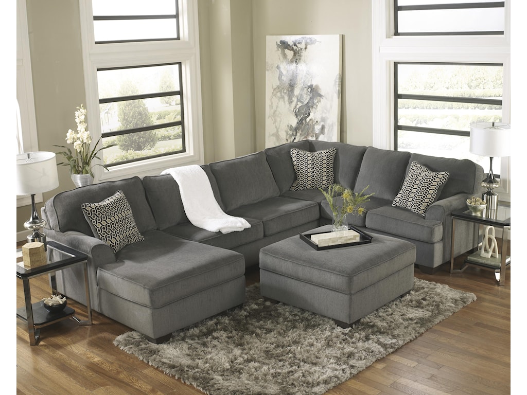 Ashley Furniture Loric Smoke Contemporary 3 Piece Sectional With