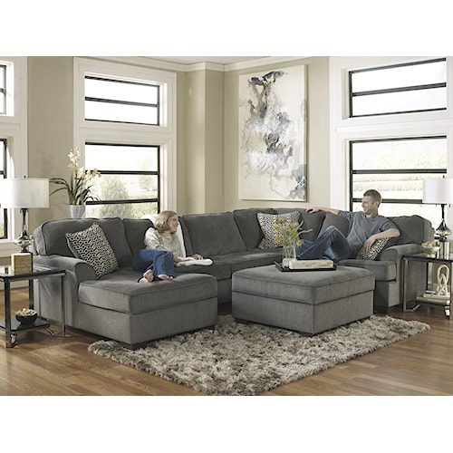 ashley furniture loric - smoke contemporary 3-piece sectional with