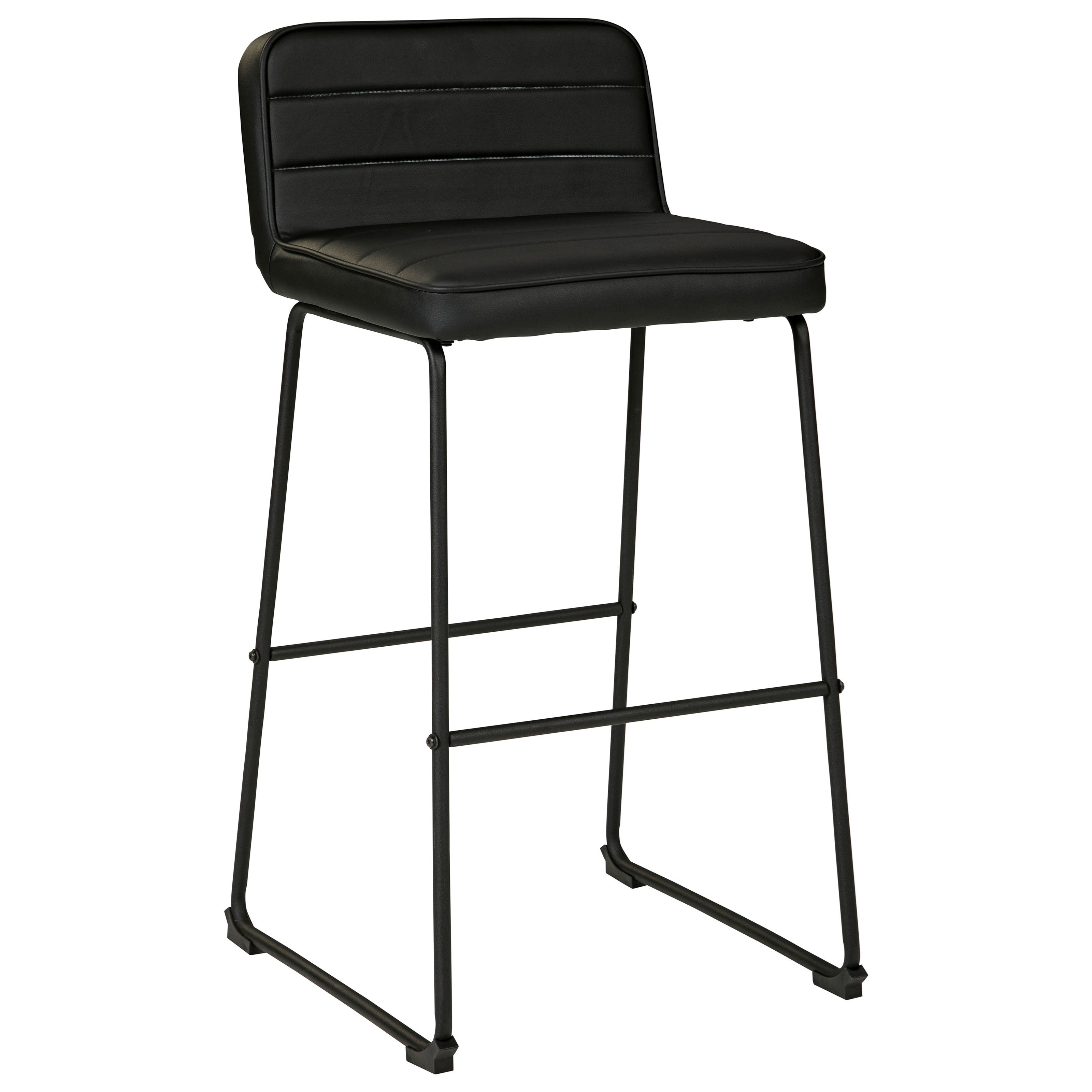 Signature Design By Ashley Nerison Contemporary Black Tall Bar Stool With Upholstered Seat And Back Royal Furniture Bar Stools