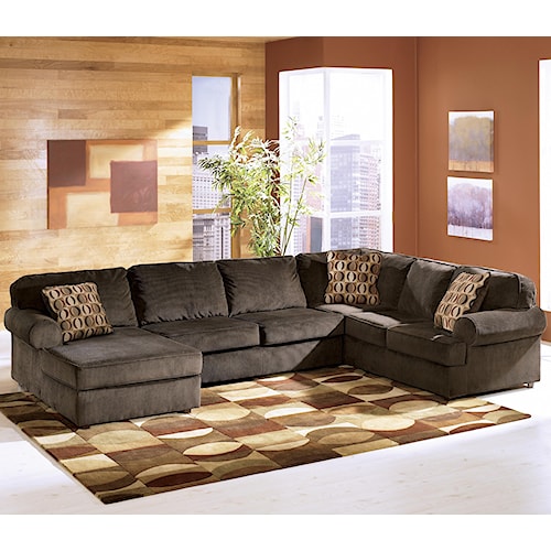 ashley furniture vista - chocolate casual 3-piece sectional with