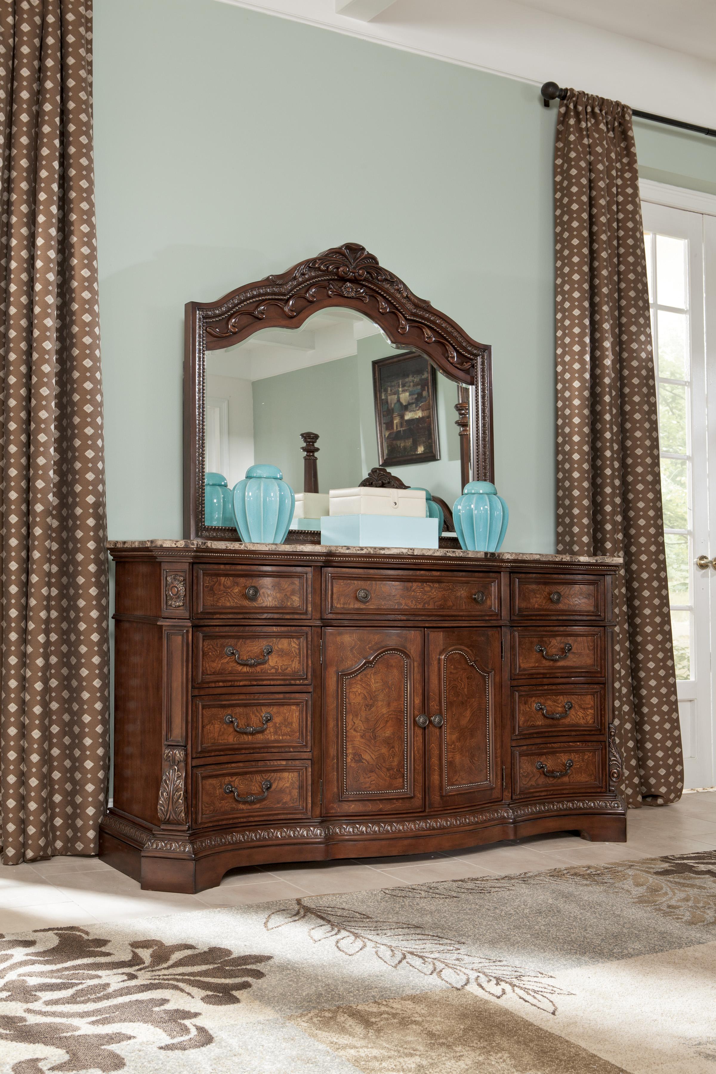 Ashley Furniture Millennium Ledelle B705 36 Traditional Bedroom Mirror With Shaped Frame Del Sol Furniture Dresser Mirrors