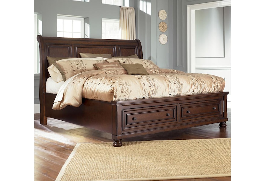 Ashley Furniture Porter 14010500332100 King Sleigh Bed With Storage Footboard Coconis Furniture Mattress 1st Sleigh Beds