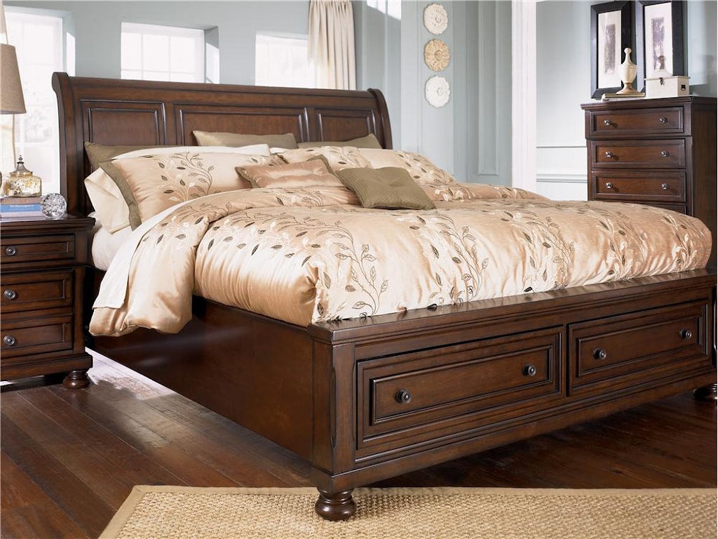 Ashley Furniture Porter Queen Sleigh Bed With Storage Footboard