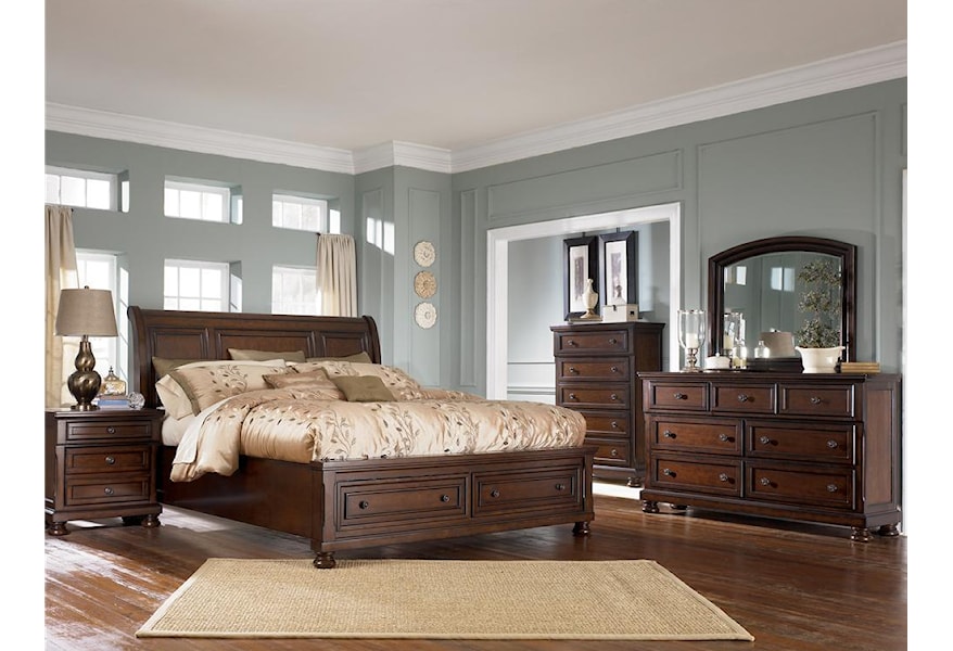 Ashley Furniture Porter King Sleigh Bed With Storage Footboard