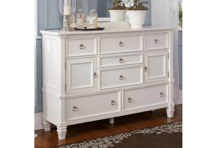 Millennium Prentice B672 31 7 Drawer Dresser With Glass Door