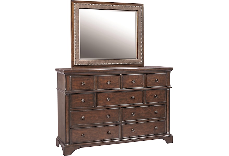 Aspenhome Bancroft 9 Drawer Chesser With Bonded Leather Mirror