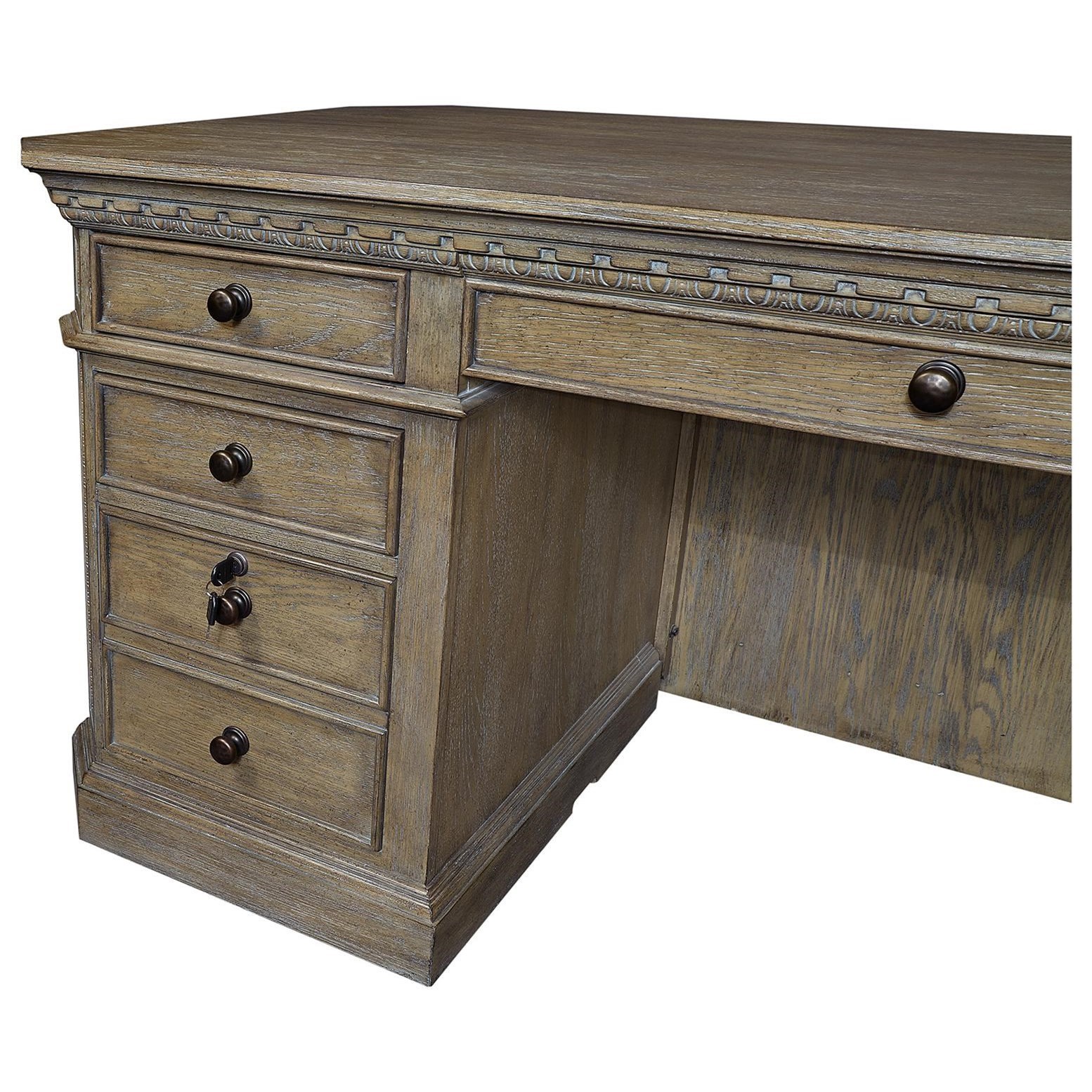 Belle Maison Traditional 72 7 Drawer Executive Desk With Locking