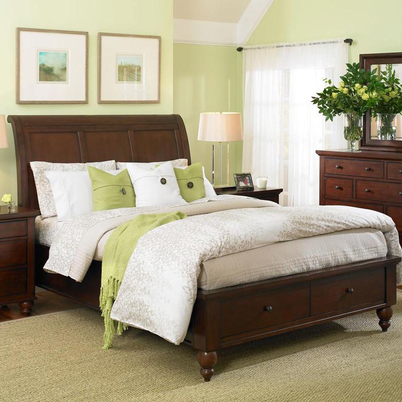 Aspenhome Clinton King Size Bed With Sleigh Headboard Drawer Storage Footboard Morris Home Sleigh Beds