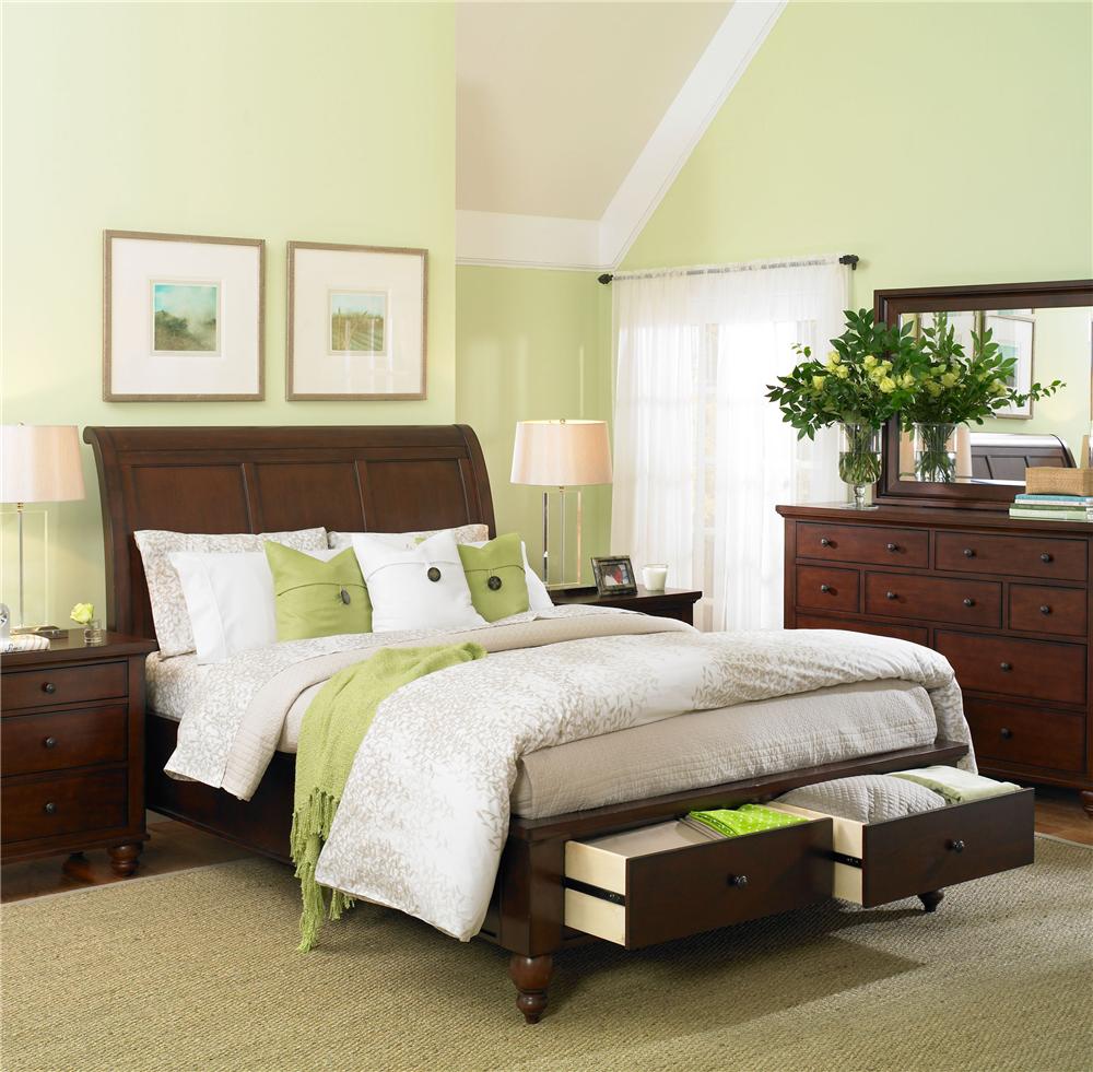Aspenhome Clinton King Size Bed With Sleigh Headboard Drawer Storage Footboard Morris Home Sleigh Beds