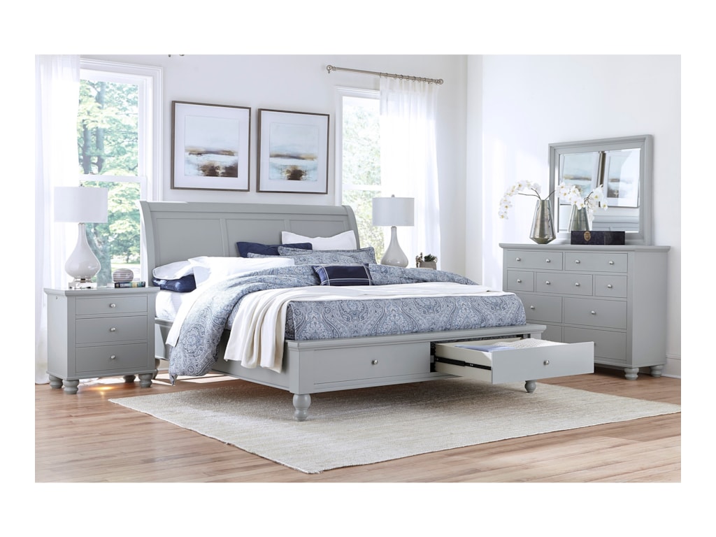 Aspenhome CambridgeKing Sleigh Bed With Storage Drawers