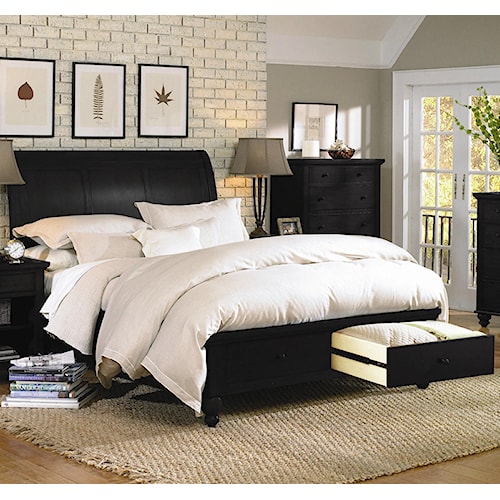 aspenhome cambridge california king size bed with sleigh headboard drawer storage footboard - California King Size Bed Frame aspenhome cambridge california king size bed with sleigh headboard drawer storage footboard - California King Size Bed Frame
