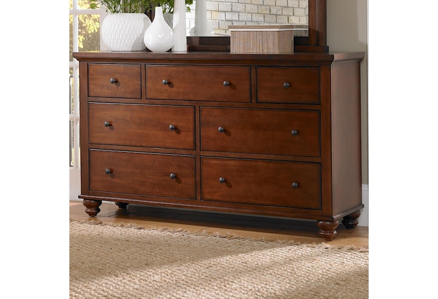 Aspenhome Cambridge 7 Drawer Double Dresser With Turned Feet