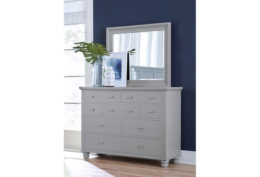Aspenhome Cambridge 9 Drawer Chesser Mirror Combo Walker S