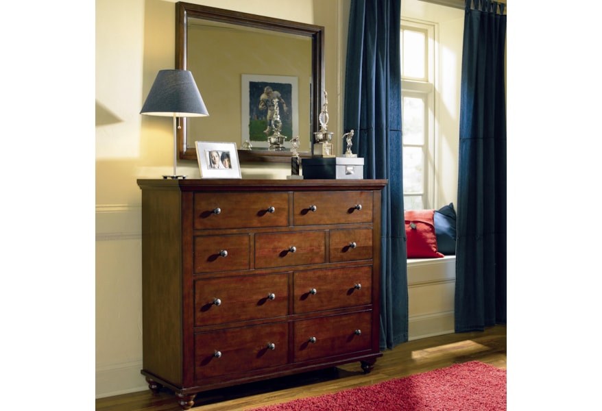 Aspenhome Cambridge 9 Drawer Chesser And Mirror Combo Walker S
