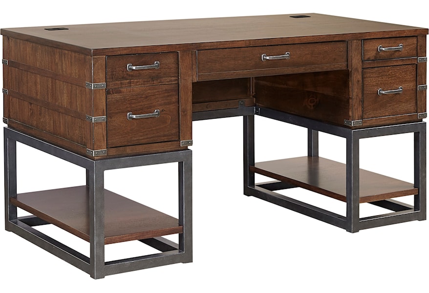 Aspenhome Canfield 61 Half Pedestal Desk With Display Shelves